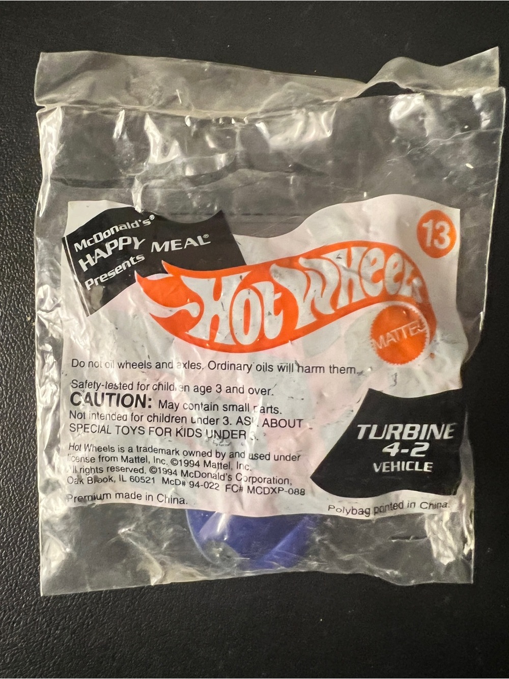 1994 Hot Wheels Turbine 4-2 Vehicle McDonald's Happy Meal 1:64  #13